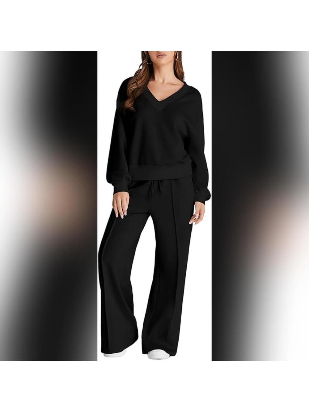 NWOT Herseas 2 Piece Long Sleeve Wide Leg Pajama Loungewear Set, Small (4-6)